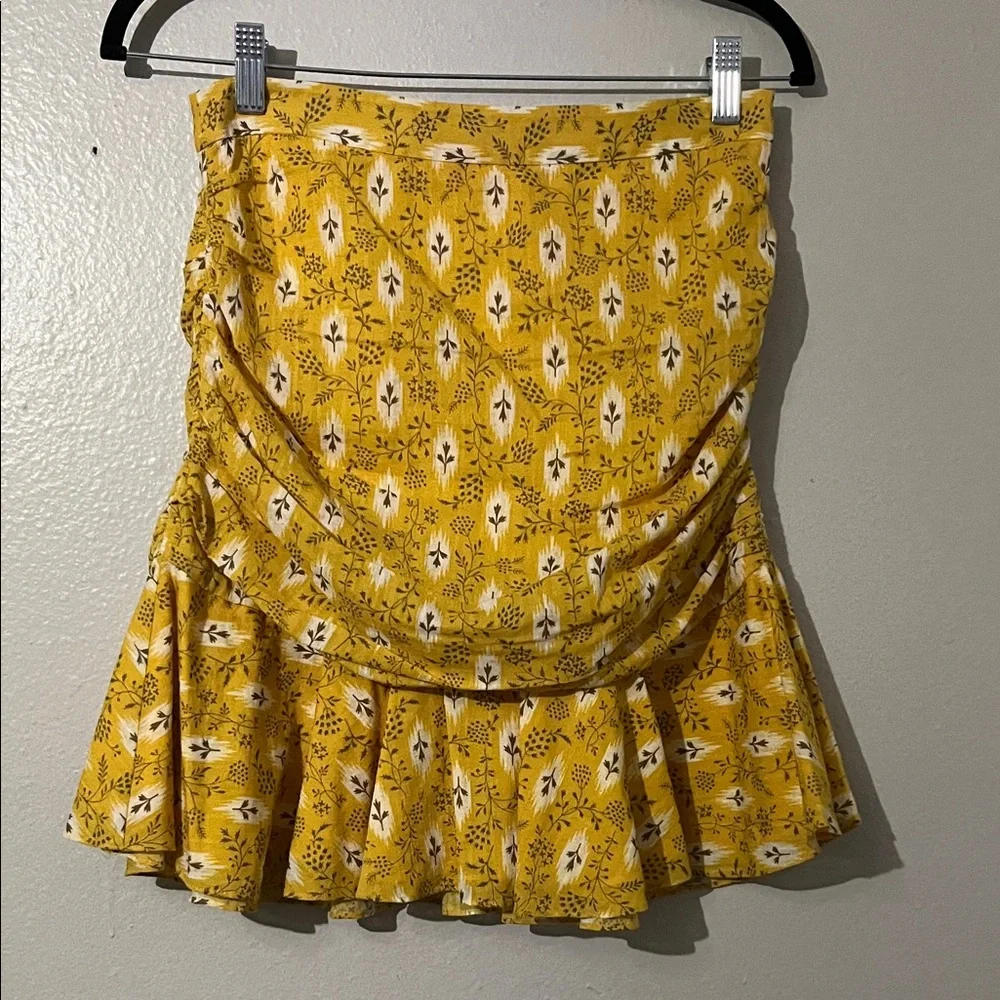 Veronica Beard Taras Botanical Ikat Ruched Mini Skirt - Picture 2 of 6